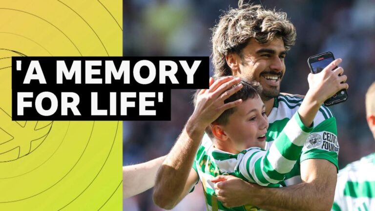 ‘I hope you’re fine’ – Jota celebrates with Celtic young man
